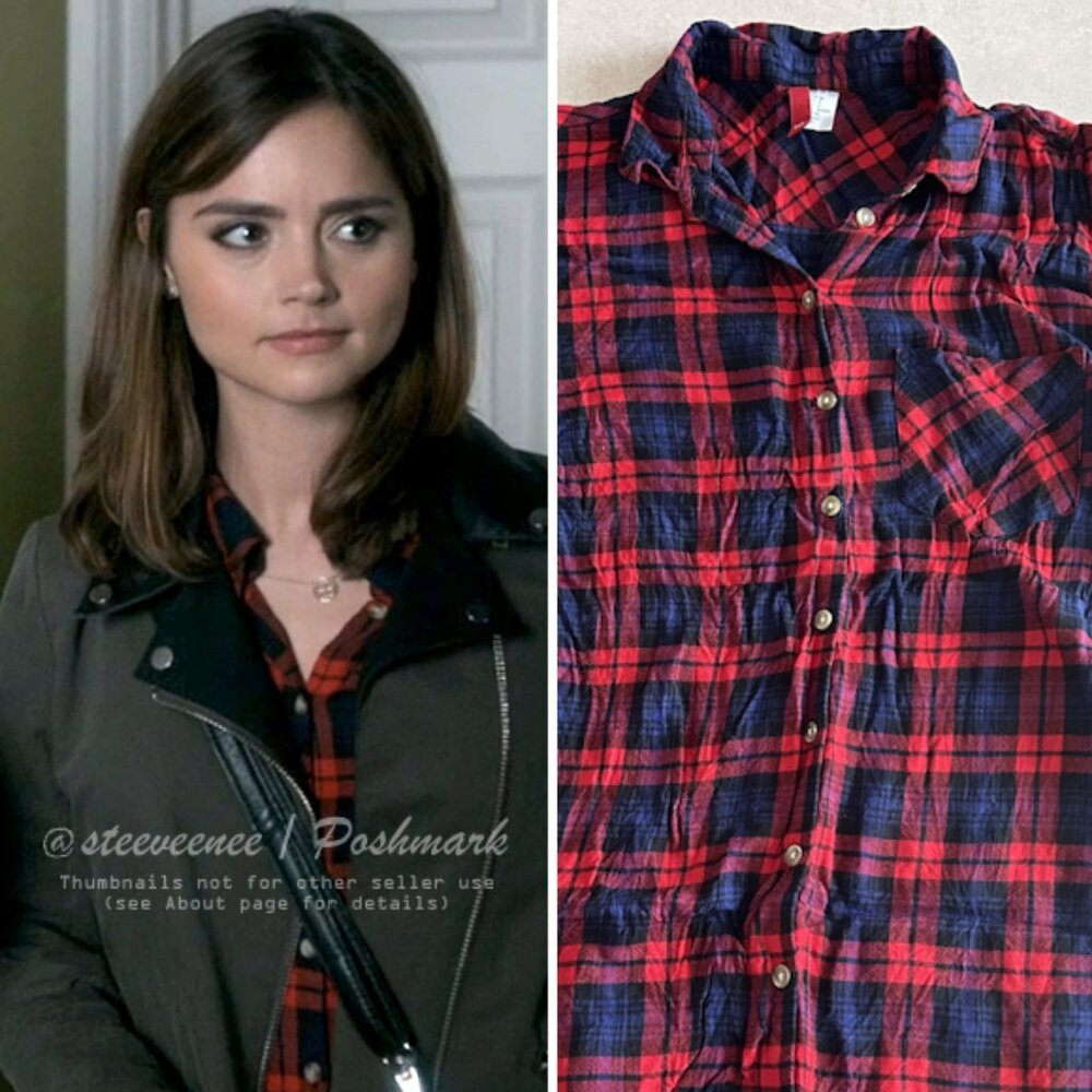 H&M Oversized Soft Plaid Button Down Shirt ASO Clara Oswald